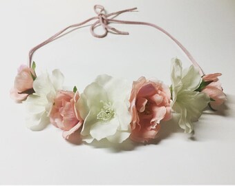Silk Floral Crown-special occasion-bridal flower crown- flower girl crown- silk flower crown- wedding accessory- hair accessory-photo prop