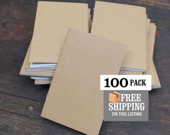 Kraft Notebook, 3.5 x 5.5 Inches, 100 Pack, Bulk Notebooks, Blank Pages, Kraft Cover Journals, Sketchbook, FREE SHIPPING on this listing!