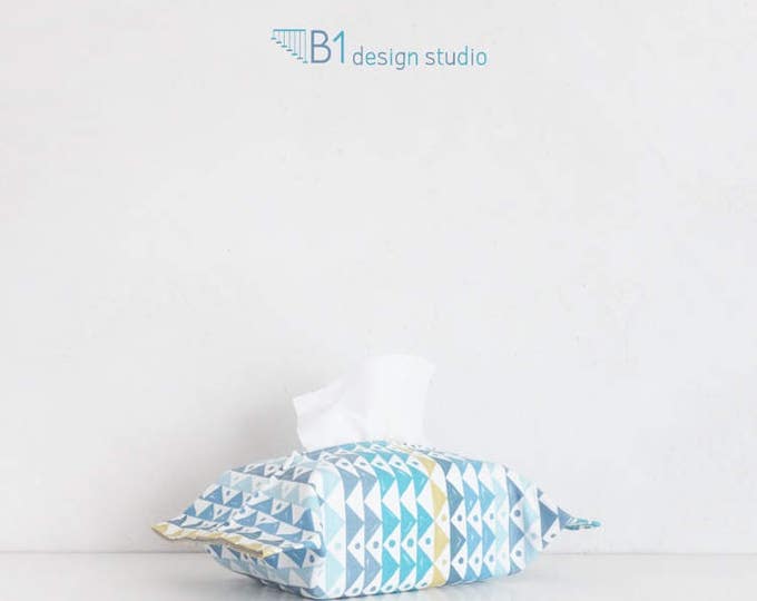 Canvas Tissue Box Cover, Pink and Blue Tissue Bag, Tissue Box Holder, Kleenex Box Cover, Bathroom Decor, Home Decor, Housewarming Gift