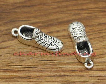15pcs Running Shoe Charms 3D Charms Sneakers Charms Antique Silver Tone 29x10mm cf0456