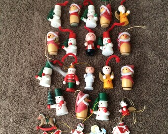 Wooden Christmas ornaments MINI, vintage, huge lot