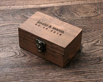 Save the Date Gift Box Vintage Wedding Memory Box Keepsake Box, Trinket Box, Personalized Wood Jewellery Box, Wooden Storage
