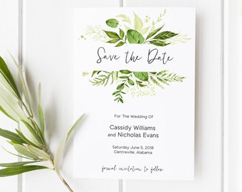 Save the Date, Greenery Save the Date, Printable Save the Date, Save the Date Card, Floral Save the Date, Whimsical Save the Date