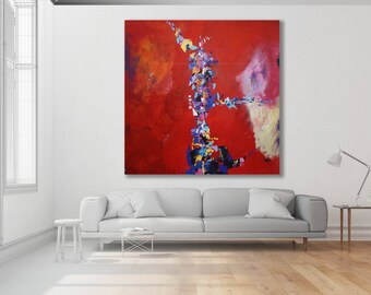 XL Colorful Abstract Painting / Modern Art / Contemporary Art / Large Red Painting / XL Abstract Art / Colorful Art / Original Art