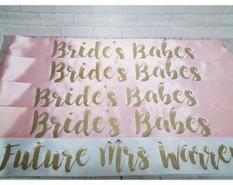 Pack of 5 - Birthday Sashes. Wedding Sashes. Hen Party Sash. Bridesmaid Sash. Bride Sash.