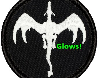 GLOW in the DARK! Dragon Patch (729GL) 2 Inch Diameter Embroidered Patch