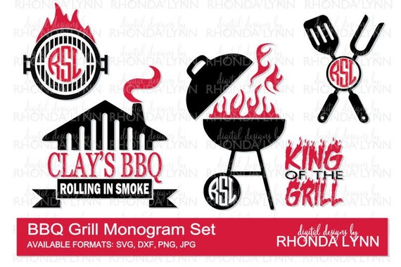 Download SALE BBQ Monogram svg dxf png Cut Files Grill Monogram