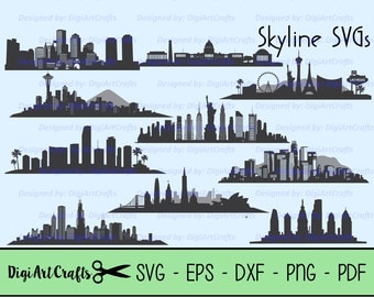 Skyline SVG cutting Files / City Skyline Vectors / Vegas SVG / New York Cut files / Miami / Philly / Boston / Seattle / D.C. / California