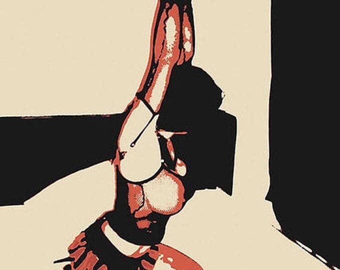 Erotic Art 200gsm poster - Hanging in bedroom, hot bdsm artwork, sexy tied girl bondage, nice body artwork, kinky conte style print High Res