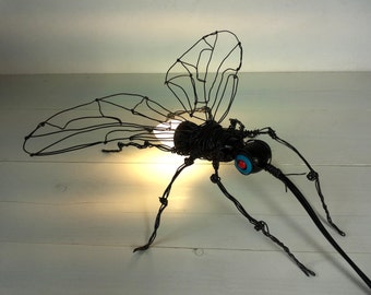 Floor lamp, Steampunk lamp, Insect lamp, Home Decor, Wire lamp, Wire Sculpture, desk lamp,husband gift, geekery, birthday gift, vintage lamp