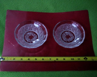 Two Vintage Etched and Frosted Crystal Candy Dishes, 1960's