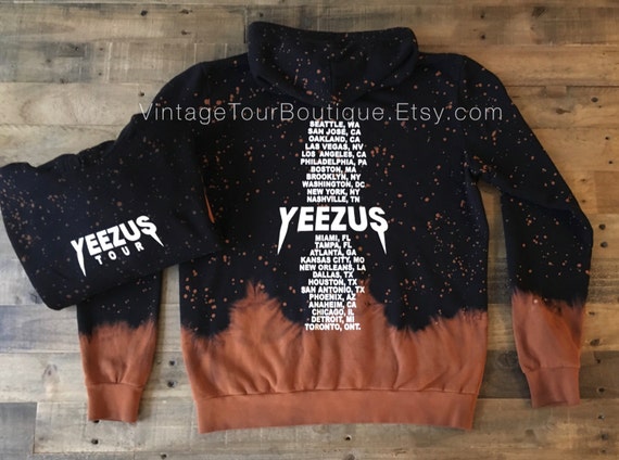 Yeezus Tour Hoodie Bleached I Feel Like by VintageTourBoutique