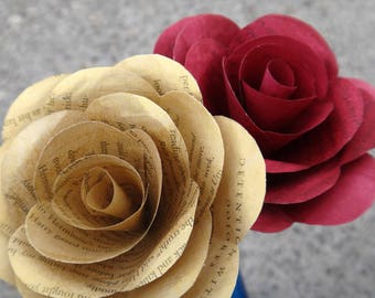 Gryffindor Book Page Roses, Harry Potter Book Page Flowers