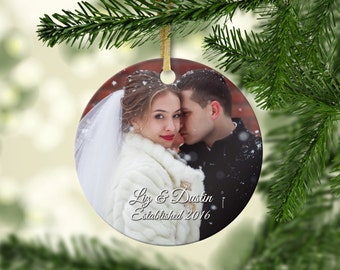 Wedding christmas ornament, First christmas ornament, married couple first christmas, personalized picture, wedding christmas ornament gift
