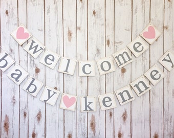 WELCOME BABY BANNER, baby name banner, welcome baby sign, welcome baby boy, welcome baby girl, welcome baby name banner, welcome baby