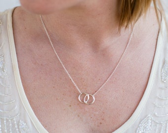 Infinity Double Circles Necklace. Interlocking Circles Pendant Necklace. Infinity Necklace. Gold Infinity. Silver Infinity. Charm Necklace