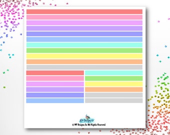 Transparent Rainbow Highlighter Bar Planner Stickers | Erin Condren, Happy Planner, Plum Paper Planner | Set of 23