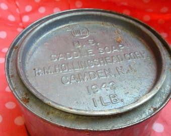 Vintage R. M. Hollingshead Soap Saddlesoap Tin 1943
