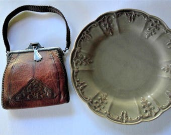 Meeker Made Hand Tooled Leather Purse - 1920's