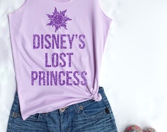 Purple Glitter Disney's Lost Princess. Disney theme. Disney tank. Disney princess. Tank top. Clothing. Disney tank top. Disney shirt