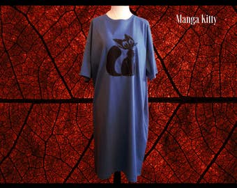 Kawaii Night Shirt, Women's Night Shirt, Cat Night Shirt, Night Gown, Lounge Wear, Pajama Top, Cat Pajamas, Women's Sleepwear, Cat Sleepwear
