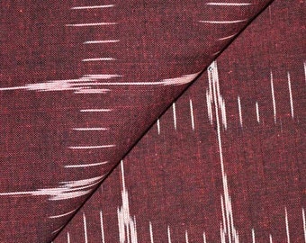 Maroon and White Ikat Fabric