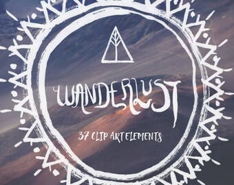 Wanderlust Bohemian Boho Clipart Tribal Clip Art Doodles Feathers Arrows Crystals Overlays Frames Words Quotes Floral Arrow Crystal Overlay