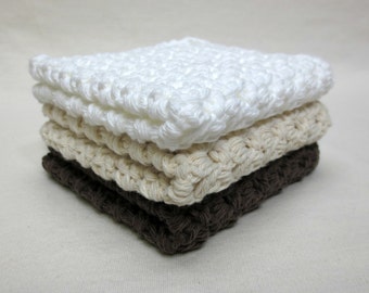 Crochet Washcloths - Crochet Dishcloths - Knit Washcloths - Baby Washcloths - Handmade Baby Gift - Cotton Washcloths - Cotton Dishcloths