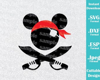 INSTANT DOWNLOAD SVG Disney Cruise Inspired Mickey Mouse Pirate Ears for Cutting Machines Svg, Esp, Dxf and Jpeg Format Cricut Silhouette