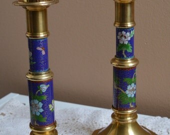 Vintage Cloisonne Candlesticks