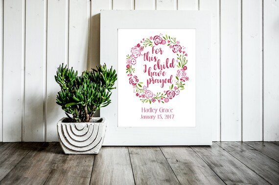 Items similar to Personalized Nursery Baptism Printable Gift For Girl Digital Download Niece