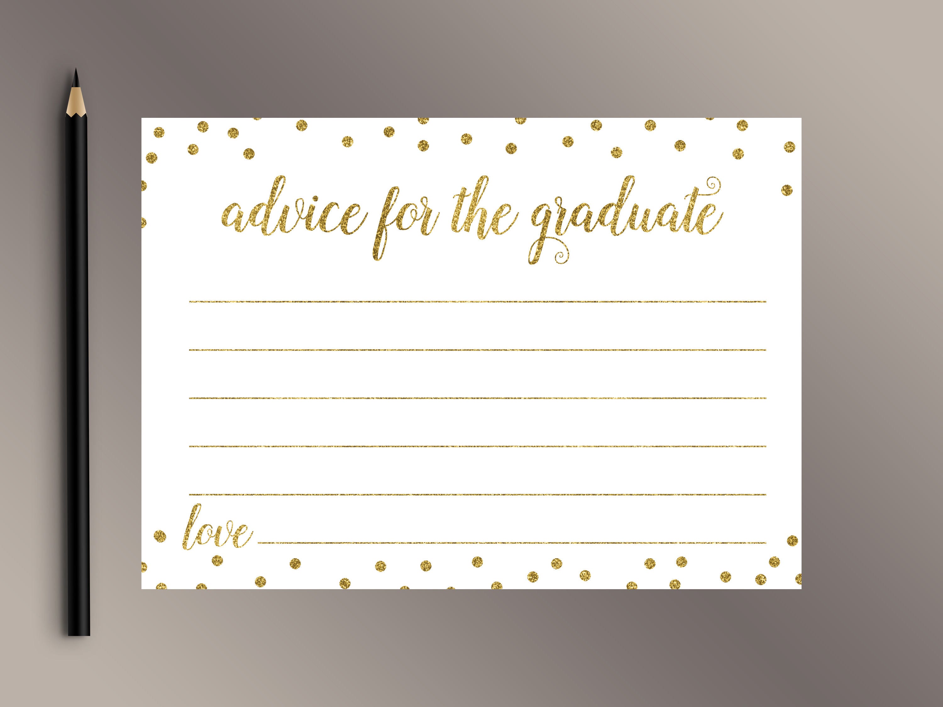 advice for the graduate gold confetti graduate advice cards
