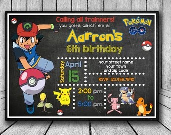 Pokemon Go Invitation, Pokemon Go Birthday Invitation, Pokemon Go Invitations, Pokemon Invites, Pokemongo Invitation, Party Printable