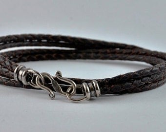 Women's Braided Kangaroo Leather wrap. 7.5 inches