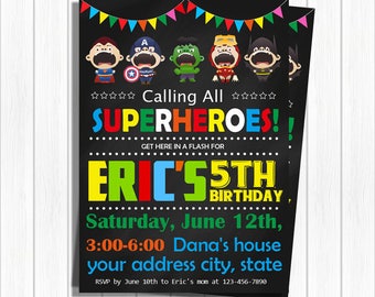 Superhero Invitation, Superhero Birthday Invitation, Superhero Avenger Birthday Invitation, Superhero Party, Superhero Birthday, Invitation