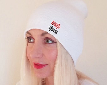 White Beannie With Arrows, Beannie with Arrows, Beanie for Women, Beanie for Men, Blank Beanie, Winter Beanie, Beeanie, Beannie, White Hat