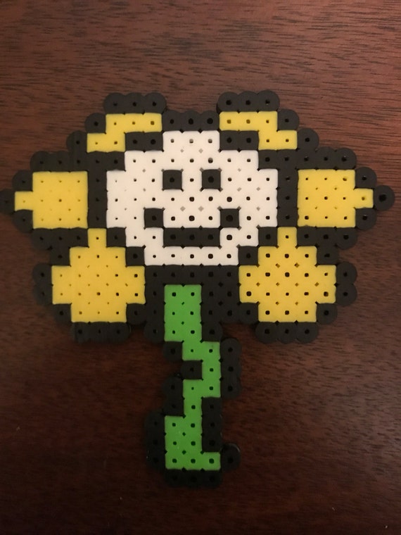 Perler Pixel art Flowey from Undertale