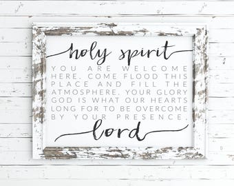 Holy spirit you are welcome here print, printable, sign, wall art, wall decor, Holy Spirit sign, Christian wall art, art print, home decor