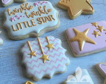 1 Dozen Twinkle Twinkle Little Star Birthday Sugar Cookies