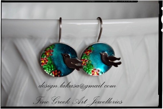 Earrings Enamel Dove Silver 925 White Gold-plated Jewelry Lakasa e-shop best gifts ideas for her birthday anniversary woman mother day love