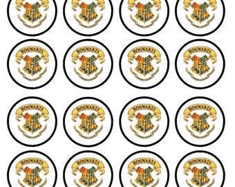 Harry Potter Hogwarts Crest Edible Wafer Rice Paper Cake Cupcake Toppers x 24