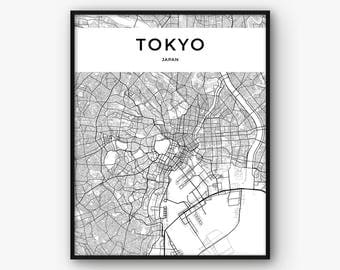 Tokyo Map Print, Tokyo Print, Tokyo Poster, Tokyo Wall Art, Tokyo City Map Poster, Japan Print, Japan Map, Tokyo Decor, Map of Tokyo
