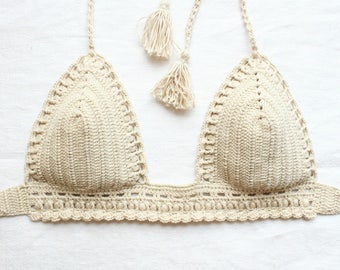 Boho swimwear, crochet bikini, crochet top, vintage swimwear, woman swimwear, handmade swimwear