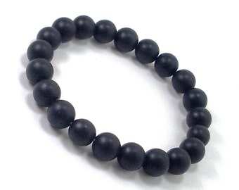 Black matte Onyx 8 mm beads Bracelet,Natural Gemstone Bracelet,Unisex Women Men Bracelet