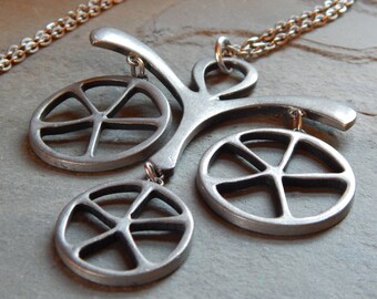 Modernist Mid-Century Necklace, Sweden, Swedish R. Tennesmed, 4" long dangle necklace, pewter