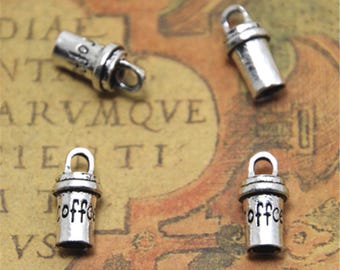 10pcs Coffee cup department Charms silver tone Coffee cup charm pendant 15X8mm ASD2095