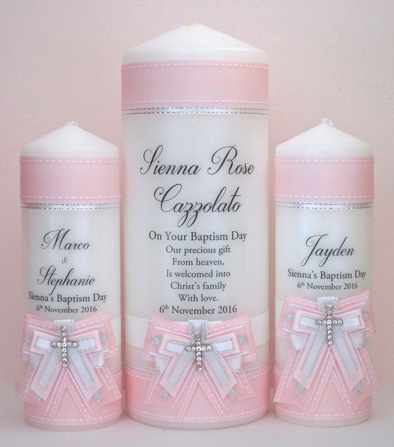 Personalised Baptism and Christening Candle Set