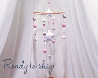 Nursery mobile, felt ball mobile, baby mobile, hanging mobile