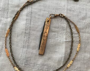 Antique Rose Gold Fill Pocket Knife Necklace