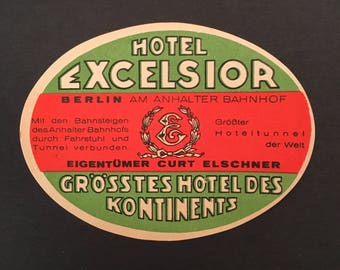 étiquette d'hôtel - EXCELSIOR • BERLIN - luggage label | UK